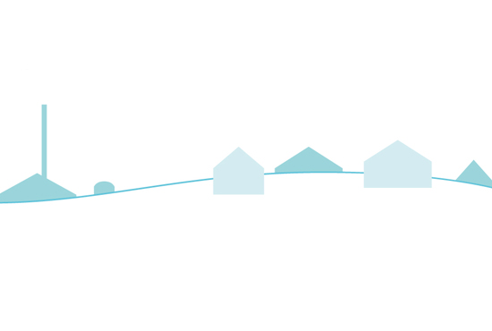 Shimokawa style. Ishinohashi Style. Townscape with Forest.