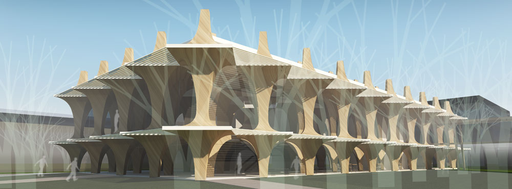 外観パース登校風景