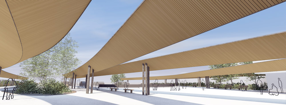 シェルターと広場